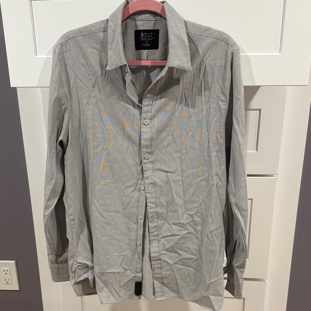 BYLT Men's Gray button up Shirt